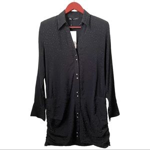 NWT Zara black ruched mini dress